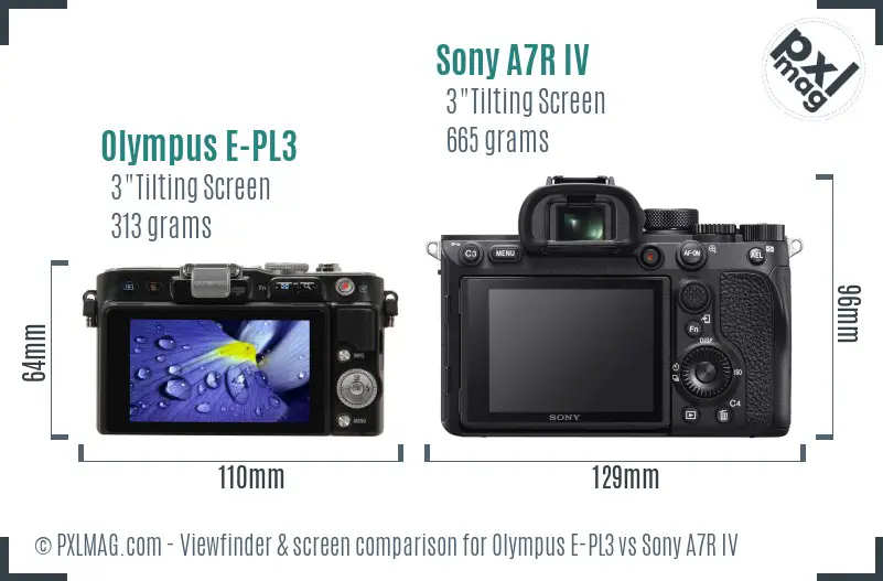 Olympus E-PL3 vs Sony A7R IV Screen and Viewfinder comparison