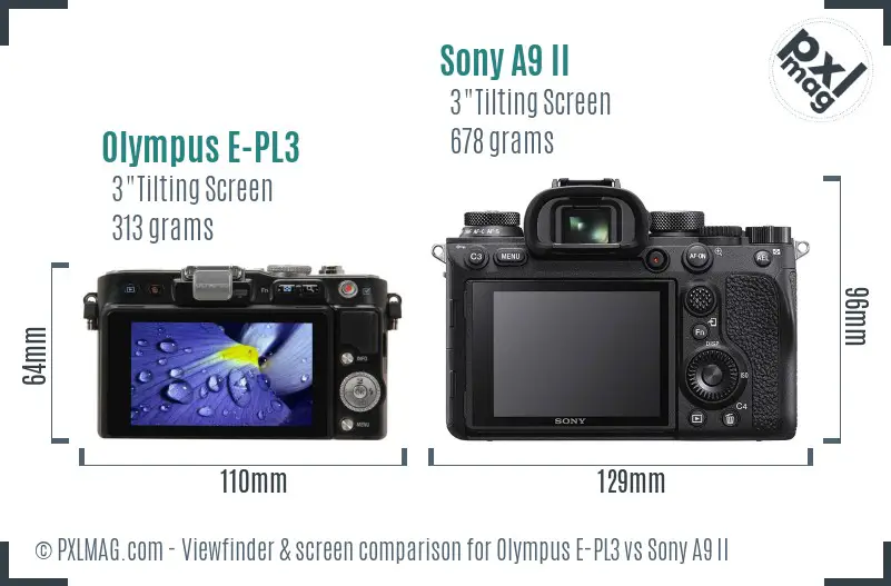 Olympus E-PL3 vs Sony A9 II Screen and Viewfinder comparison