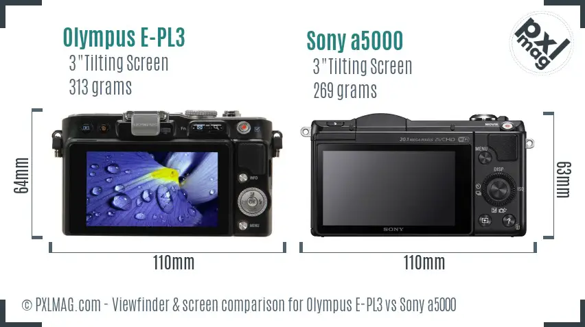 Olympus E-PL3 vs Sony a5000 Screen and Viewfinder comparison Olympus E-PL3 vs Sony a5000 Screen and Viewfinder comparison
