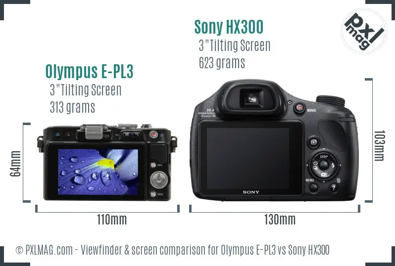 Olympus E-PL3 vs Sony HX300 Screen and Viewfinder comparison