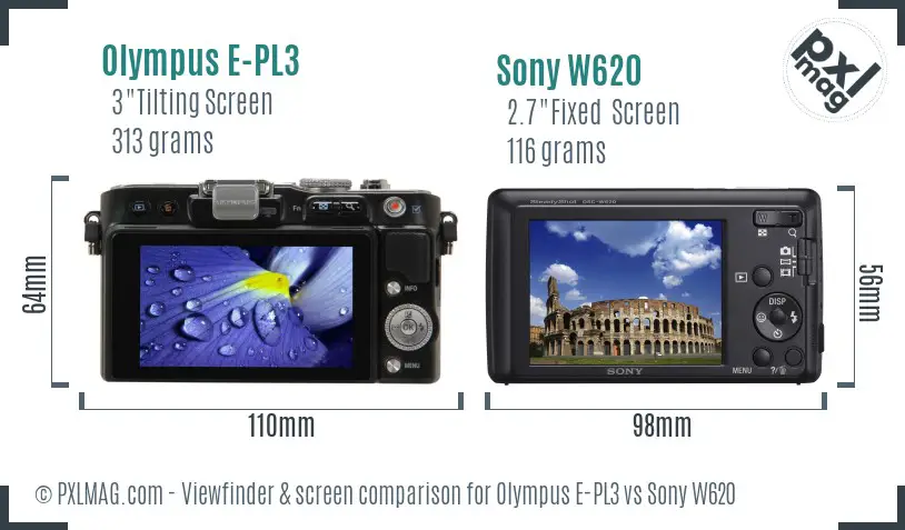 Olympus E-PL3 vs Sony W620 Screen and Viewfinder comparison Olympus E-PL3 vs Sony W620 Screen and Viewfinder comparison
