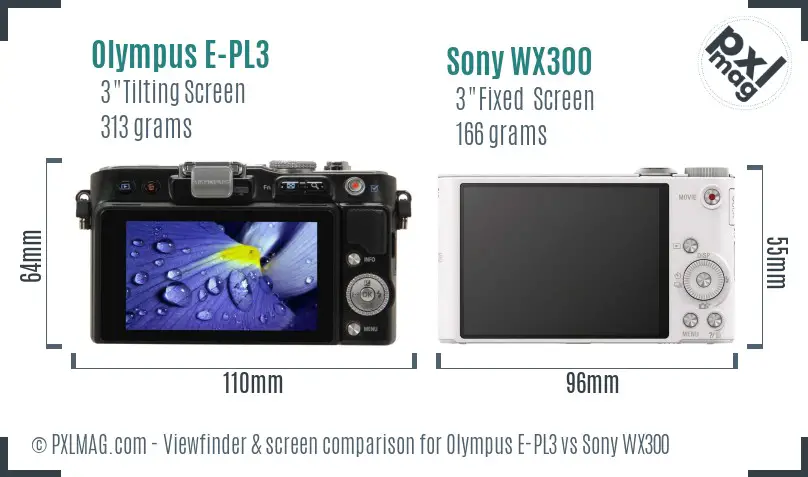 Olympus E-PL3 vs Sony WX300 Screen and Viewfinder comparison Olympus E-PL3 vs Sony WX300 Screen and Viewfinder comparison