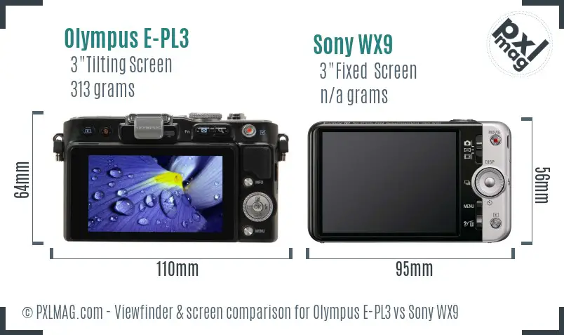 Olympus E-PL3 vs Sony WX9 Screen and Viewfinder comparison