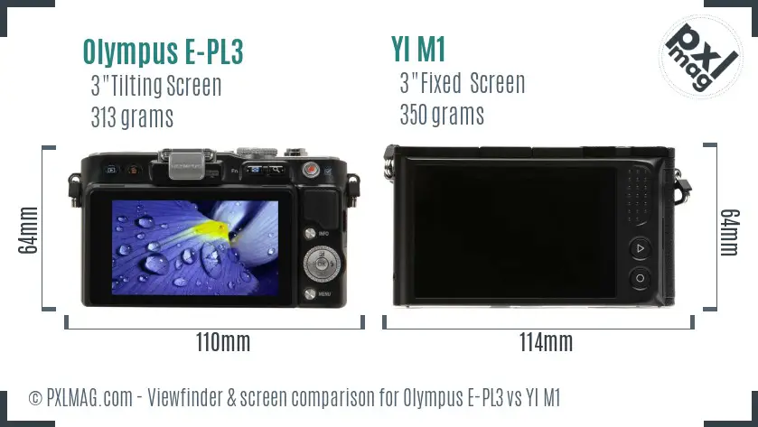 Olympus E-PL3 vs YI M1 Screen and Viewfinder comparison