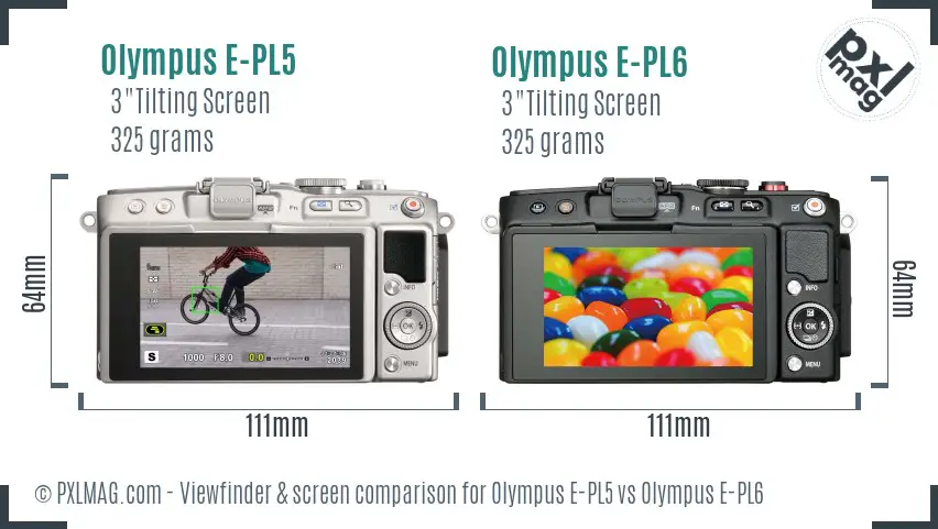 Olympus E-PL5 vs Olympus E-PL6 Screen and Viewfinder comparison