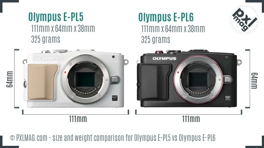 Olympus E-PL5 vs Olympus E-PL6 size comparison