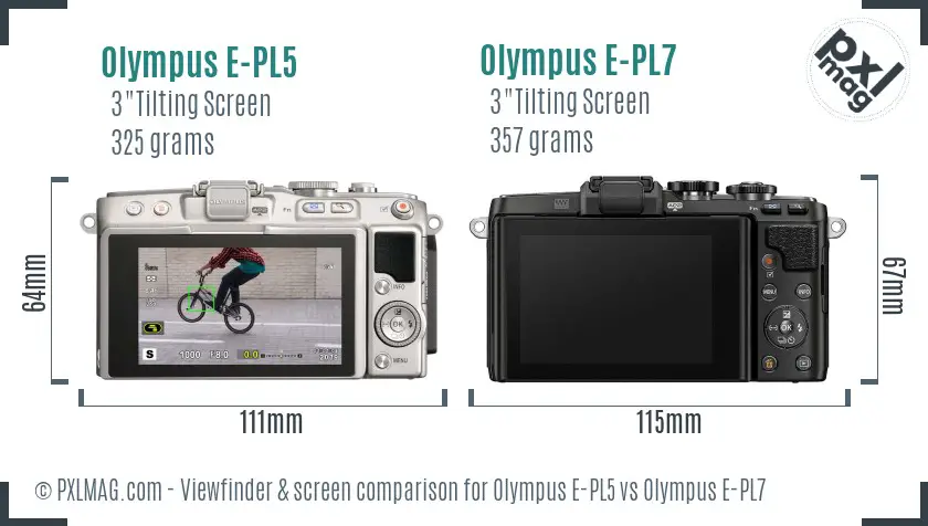 Olympus E-PL5 vs Olympus E-PL7 Screen and Viewfinder comparison