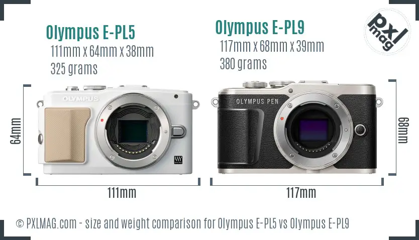 Olympus E-PL5 vs Olympus E-PL9 size comparison