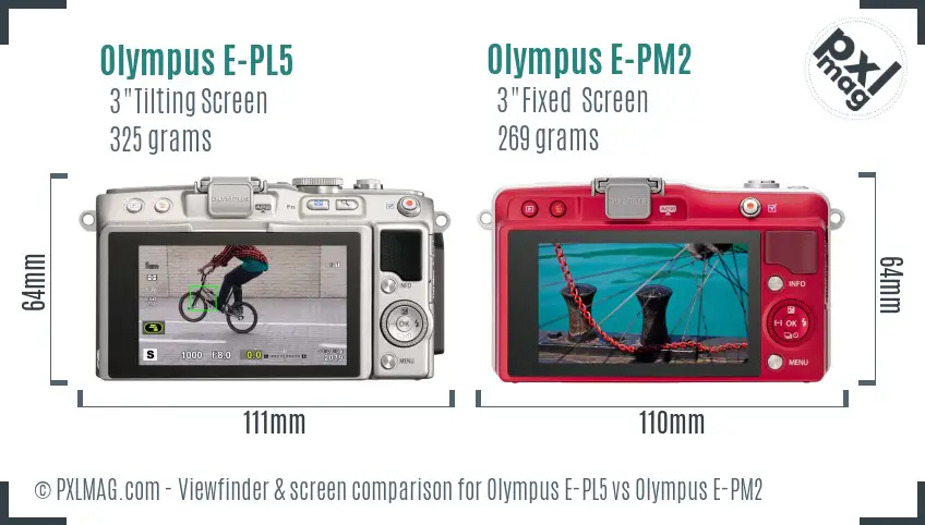 Olympus E-PL5 vs Olympus E-PM2 Screen and Viewfinder comparison