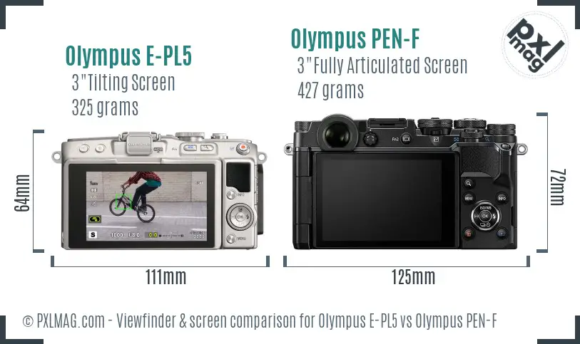 Olympus E-PL5 vs Olympus PEN-F Screen and Viewfinder comparison