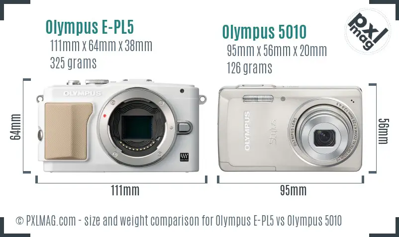 Olympus E-PL5 vs Olympus 5010 size comparison