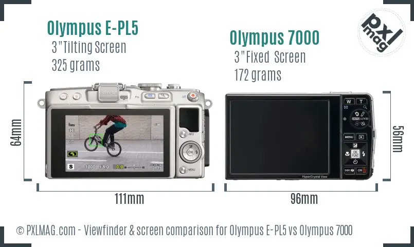 Olympus E-PL5 vs Olympus 7000 Screen and Viewfinder comparison