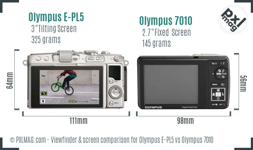 Olympus E-PL5 vs Olympus 7010 Screen and Viewfinder comparison