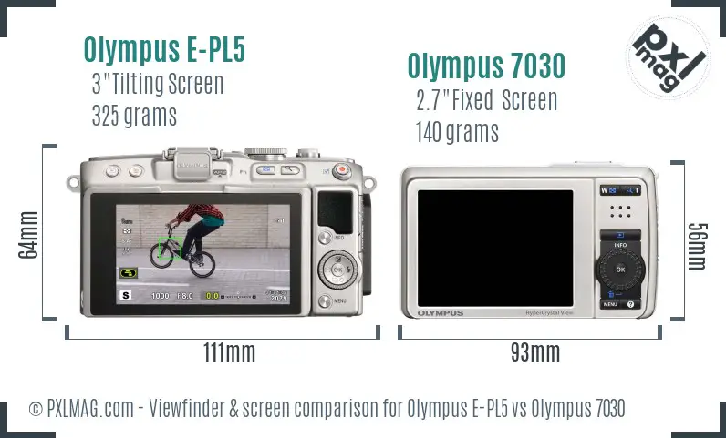 Olympus E-PL5 vs Olympus 7030 Screen and Viewfinder comparison