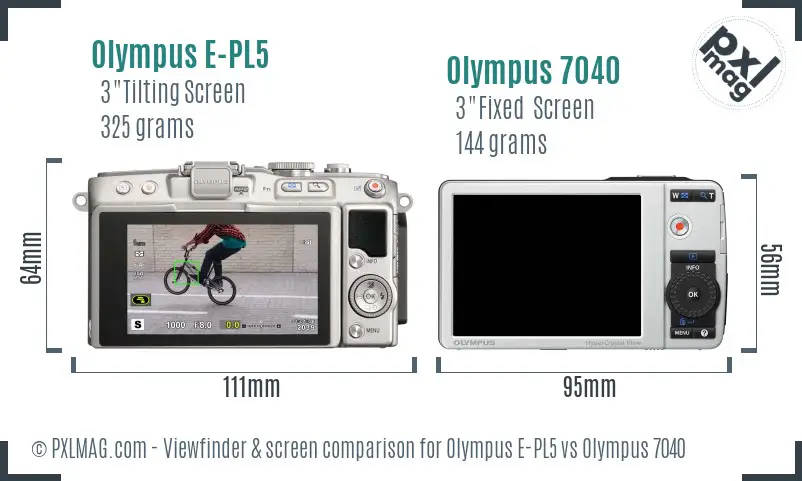 Olympus E-PL5 vs Olympus 7040 Screen and Viewfinder comparison