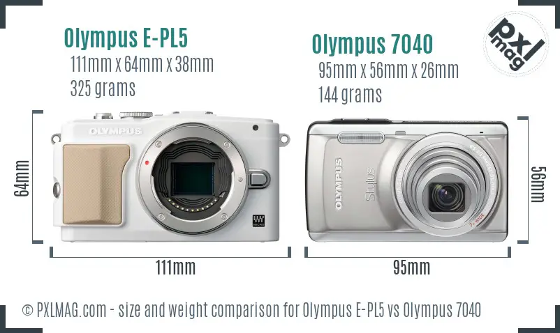 Olympus E-PL5 vs Olympus 7040 size comparison