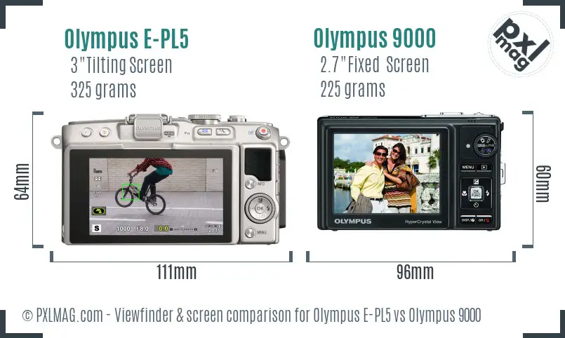Olympus E-PL5 vs Olympus 9000 Screen and Viewfinder comparison