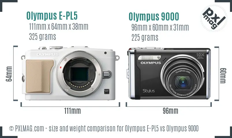 Olympus E-PL5 vs Olympus 9000 size comparison