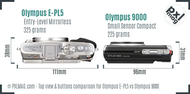 Olympus E-PL5 vs Olympus 9000 top view buttons comparison
