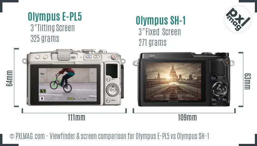 Olympus E-PL5 vs Olympus SH-1 Screen and Viewfinder comparison