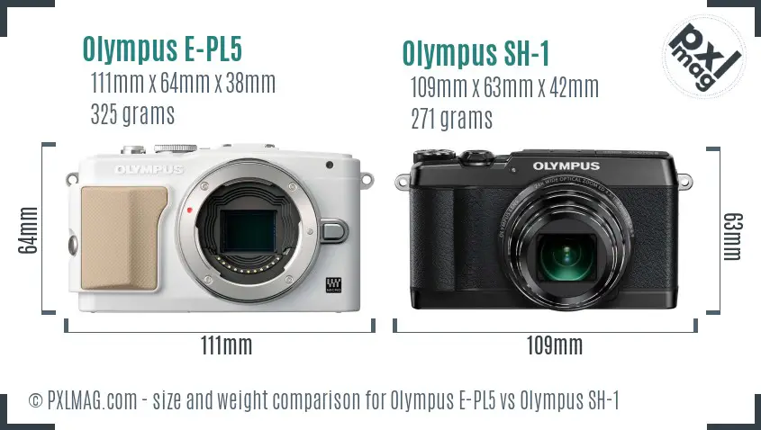 Olympus E-PL5 vs Olympus SH-1 size comparison