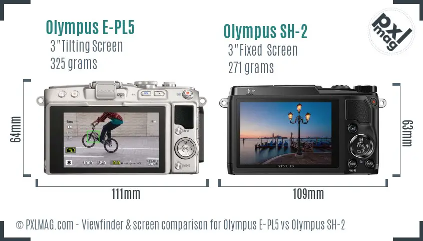 Olympus E-PL5 vs Olympus SH-2 Screen and Viewfinder comparison