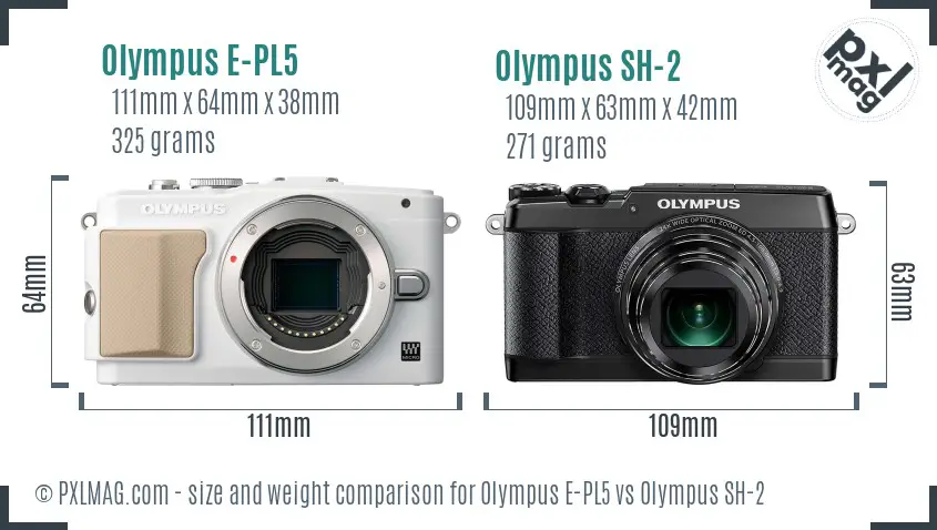 Olympus E-PL5 vs Olympus SH-2 size comparison