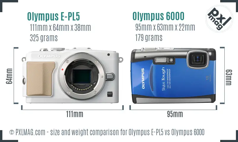 Olympus E-PL5 vs Olympus 6000 size comparison