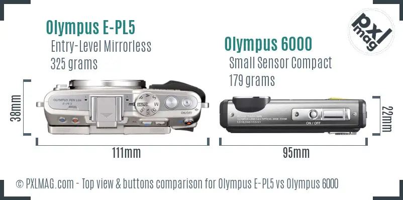 Olympus E-PL5 vs Olympus 6000 top view buttons comparison