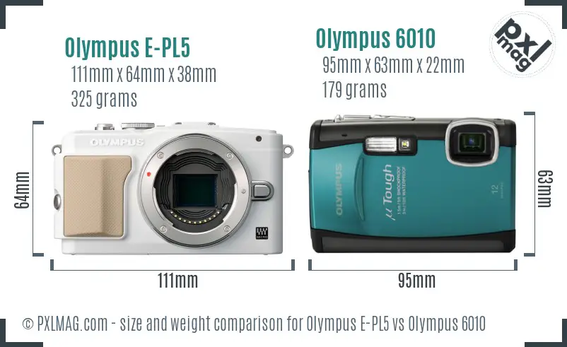 Olympus E-PL5 vs Olympus 6010 size comparison