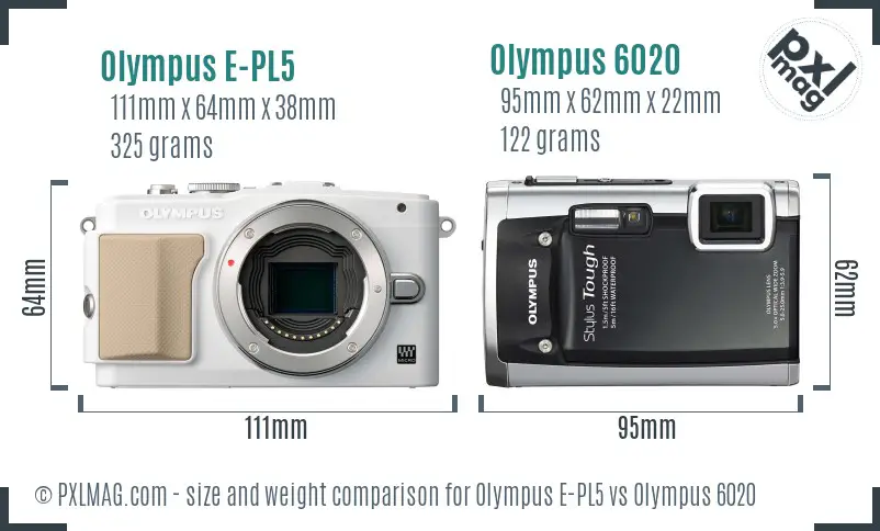 Olympus E-PL5 vs Olympus 6020 size comparison