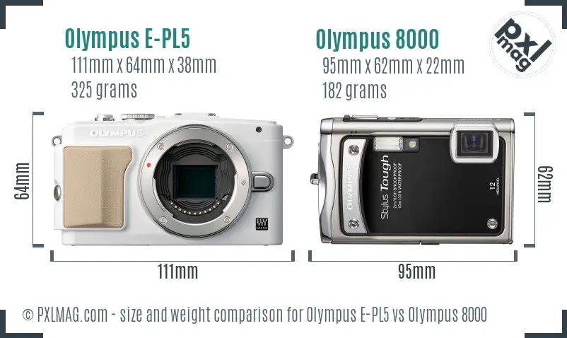 Olympus E-PL5 vs Olympus 8000 size comparison