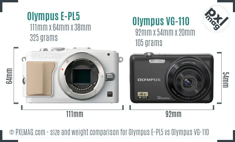 Olympus E-PL5 vs Olympus VG-110 size comparison