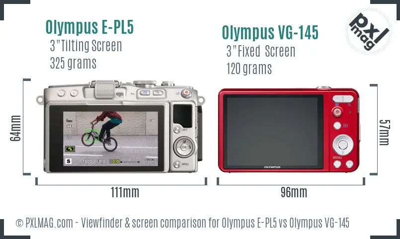 Olympus E-PL5 vs Olympus VG-145 Screen and Viewfinder comparison