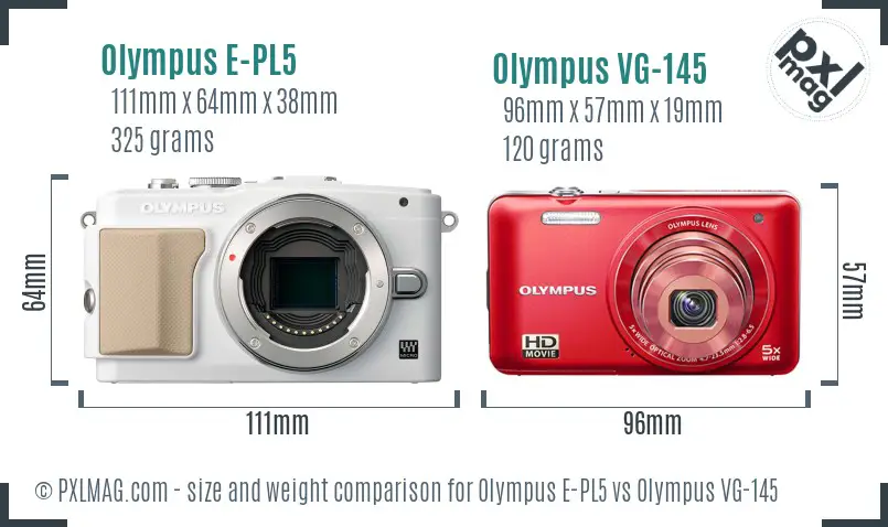 Olympus E-PL5 vs Olympus VG-145 size comparison