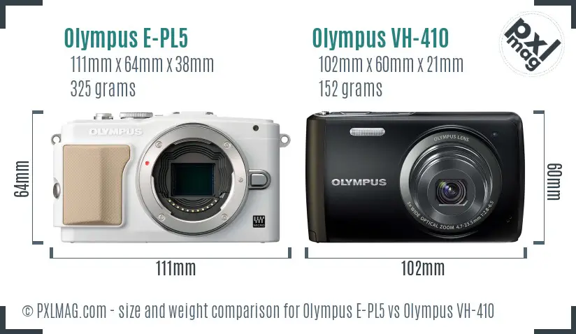 Olympus E-PL5 vs Olympus VH-410 size comparison