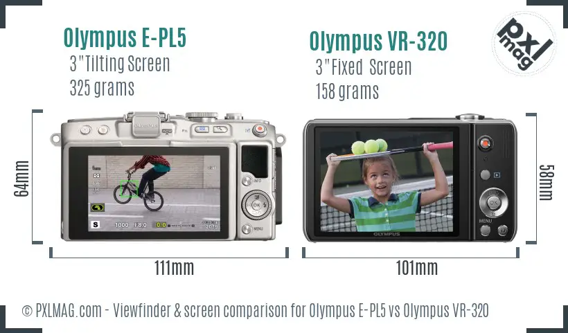 Olympus E-PL5 vs Olympus VR-320 Screen and Viewfinder comparison