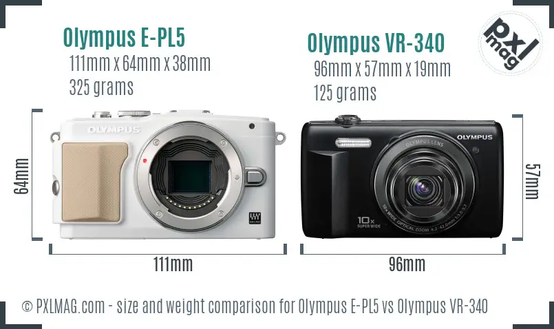 Olympus E-PL5 vs Olympus VR-340 size comparison
