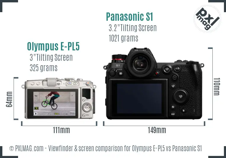 Olympus E-PL5 vs Panasonic S1 Screen and Viewfinder comparison