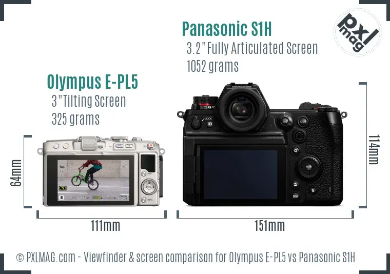 Olympus E-PL5 vs Panasonic S1H Screen and Viewfinder comparison