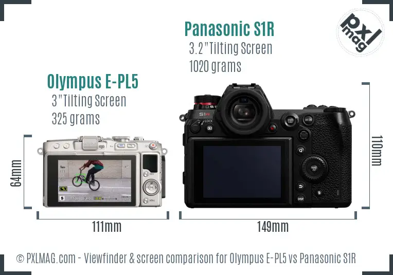 Olympus E-PL5 vs Panasonic S1R Screen and Viewfinder comparison