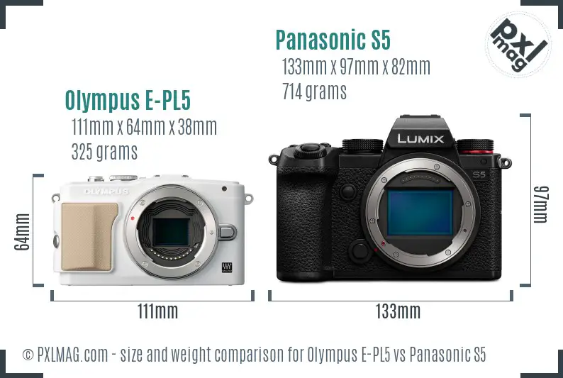 Olympus E-PL5 vs Panasonic S5 size comparison