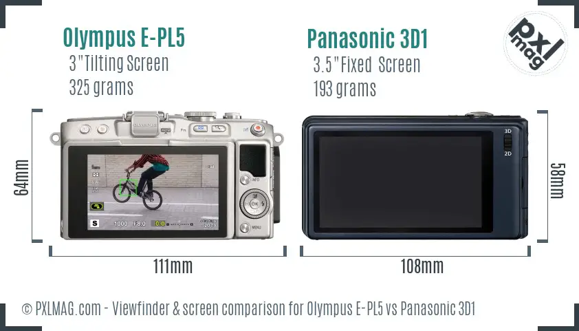 Olympus E-PL5 vs Panasonic 3D1 Screen and Viewfinder comparison