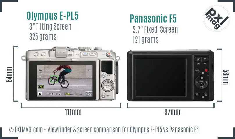 Olympus E-PL5 vs Panasonic F5 Screen and Viewfinder comparison