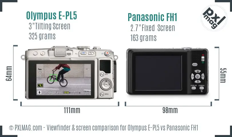 Olympus E-PL5 vs Panasonic FH1 Screen and Viewfinder comparison