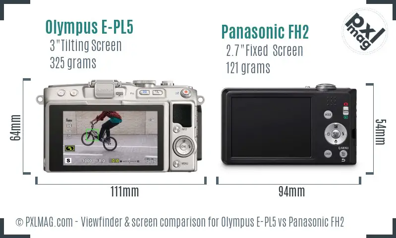 Olympus E-PL5 vs Panasonic FH2 Screen and Viewfinder comparison