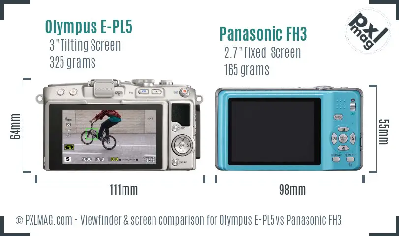 Olympus E-PL5 vs Panasonic FH3 Screen and Viewfinder comparison
