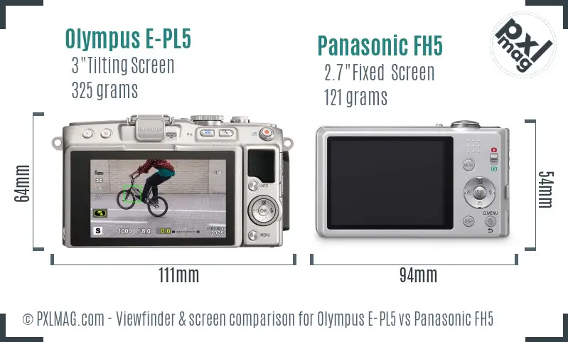Olympus E-PL5 vs Panasonic FH5 Screen and Viewfinder comparison