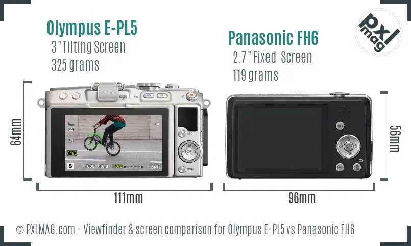 Olympus E-PL5 vs Panasonic FH6 Screen and Viewfinder comparison