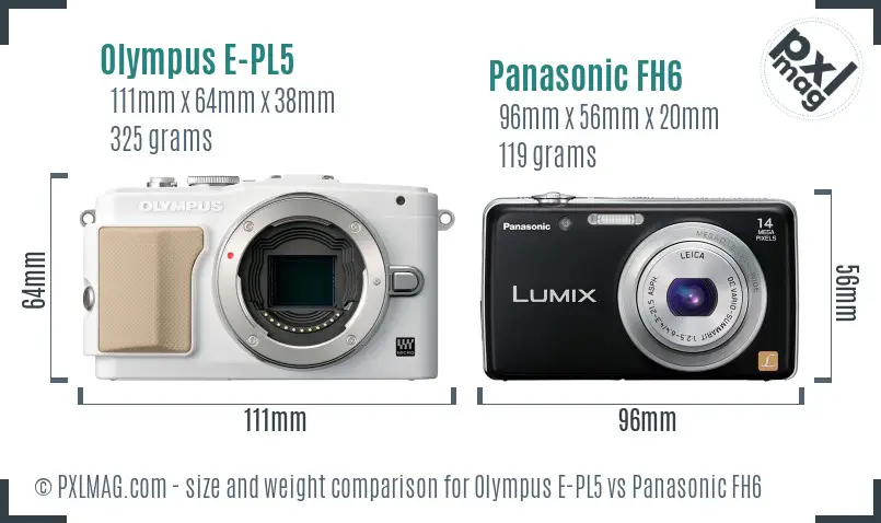 Olympus E-PL5 vs Panasonic FH6 size comparison